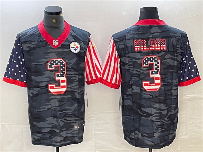 Men's Pittsburgh Steelers #3 Russell Wilson Camo USA Flag Limited Stitched Jersey Men's Pittsburgh Steelers #3 Russell Wilson Camo USA Flag Limited Stitched Jersey